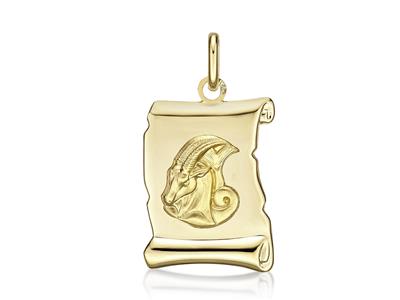Medaglia Dello Zodiaco In Pergamena, Capricorno 20 Mm, Oro Giallo 18 Ct. - Immagine Standard - 1