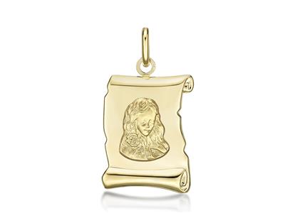 Medaglia Zodiacale In Pergamena, Vergine 20 Mm, Oro Giallo 18 Carati - Immagine Standard - 1