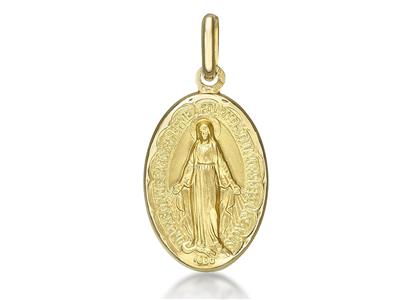 Medaglia Della Vergine Maria 16 MM Cava, Oro Giallo 18 Carati