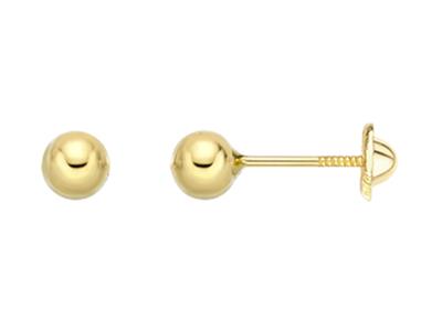 Orecchini, Sfera 4 Mm, Oro Giallo 18 Carati