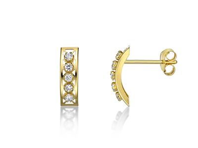 Orecchini 13 Creole Con Ossido Di Zirconio, 10 Mm, Oro Giallo 18 Ct.