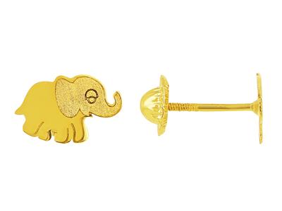 Orecchini Elefante Opaco E Lucido, Oro Giallo 18 Carati - Immagine Standard - 1