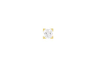 Orecchini Quadrato Di Ossido Di Zirconio 4 Mm, 4 Punte, Oro Giallo 18 Ct. - Immagine Standard - 2