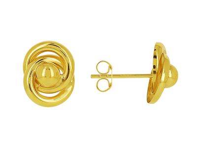 Orecchini, Doppio Cerchio E Pallina 10 Mm, Oro Giallo 18 Ct.