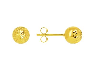 Orecchini, 6 Mm, Sfera Cesellata, Oro Giallo 18 Ct. - Immagine Standard - 1