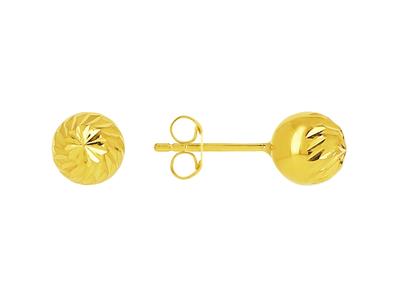 Orecchini, 6 Mm, Sfera Cesellata, Oro Giallo 18 Ct.