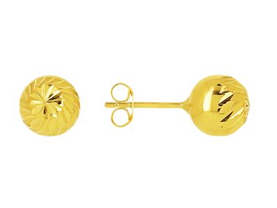 Orecchini, Sfera Cesellata 7 Mm, Oro Giallo 18 Ct.