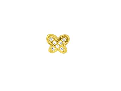 Orecchini A Farfalla Con Ossido Di Zirconio, Oro Giallo 18 Carati - Immagine Standard - 2