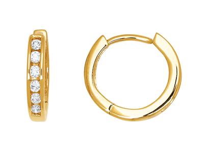 Orecchini A Cerchio Con Diamanti Mezzo Incastonati Da 0,13 Ct, Oro Giallo 18 Carati