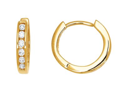 Orecchini A Cerchio Con 1/2 Diamanti Da 0,13 Carati, Oro Giallo 18 Ct. - Immagine Standard - 1