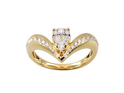 Anello Tiara Da 10 Mm, Diamanti A Baguette E Rotondi Da 0,40 Ct, Oro Giallo 18 Kt, Misura Del Dito 56 - Immagine Standard - 1