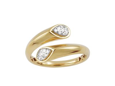 Anello, Bordi Smussati, Diamanti 0,11 Carati, Oro Giallo 18 Carati, Dito 54