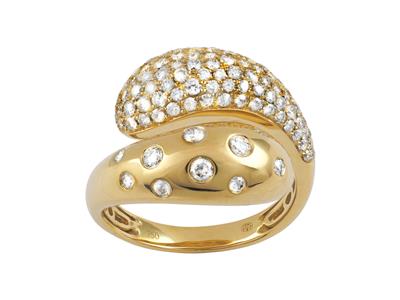Anello Double Jonc 17 Mm, Diamanti 1,27 Carati, Oro Giallo 18k, Dito 58