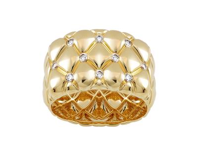 Anello Trapuntato 12,50 Mm, Diamanti 0,28 Carati, Oro Giallo 18kt, Dito 54