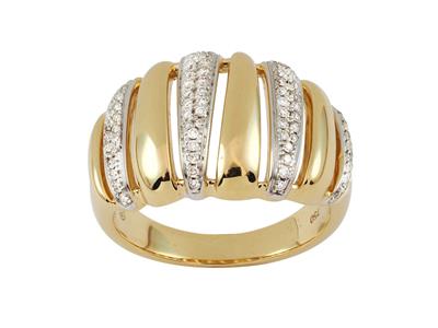 Anello Con Diamante Traforato 13 Mm, Diamanti 0,20 Carati, Oro Giallo 18kt, Dito 54