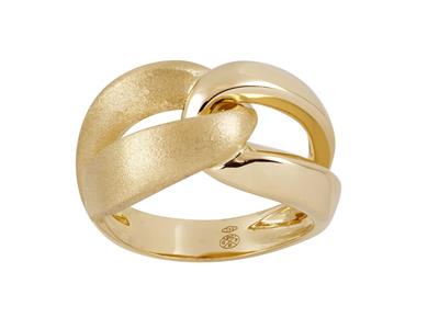 Anello Con Doppia Fibbia Liscia E Satinata, 12 Mm, Oro Giallo 18k, Dito 58