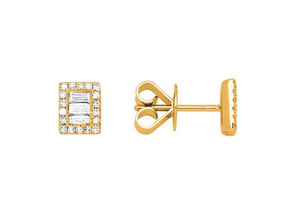 Orecchini Con Motivo Rettangolare, Diamanti Taglio Baguette E Rotondo Da 0,25 Ct, Oro Giallo 18 Carati - Immagine Standard - 1