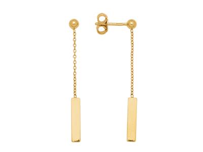 Orecchini, Catena Forçat Rotonda Pendente 30 Mm, Barretta 13 Mm, Oro Giallo 18 Ct.