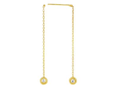 Orecchini, Catena Forçat Di 4 Cm E Cabochon Di Ossido Di Zirconio Di 2 Mm, Oro Giallo 18 Ct. - Immagine Standard - 1