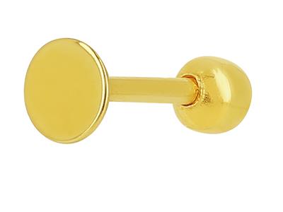 Percing Lip Ball 3,4 Mm, Gambo 1,18 X 9 Mm, Oro Giallo 18 Ct.