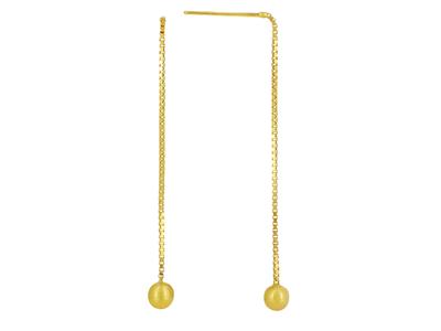 Orecchini Catena Veneziana 0,80 Mm,sfera 4 Mm, 4 Cm, Oro Giallo 18 Ca Rati