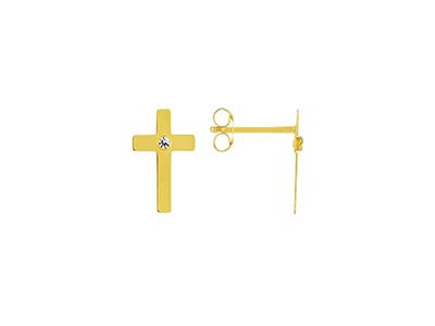 Orecchini Croce 10 X 6,50 Mm, Oro Giallo 18 Carati - Immagine Standard - 1
