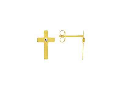 Orecchini Croce 10 X 6,50 Mm, Oro Giallo 18 Carati - Immagine Standard - 1