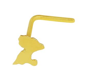 Percing Nose Card Guadalupa 5 Mm, Perno Angolare, Oro Giallo 18 Carati