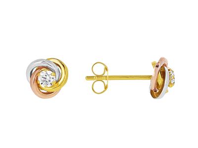 Orecchini, 3 Cerchi 6 MM E Ossido Di Zirconio, 3 Ors 18k - Immagine Standard - 1