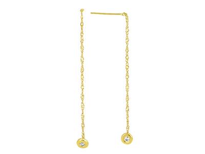 Orecchini Catena Singapore Da 2,5 Cm E Cabochon Taglio In Ossido Di Zirconio Da 2 Mm, Oro Giallo 18 Carat - Immagine Standard - 1