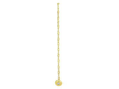 Orecchini Catena Singapore Da 2,5 Cm E Cabochon Taglio In Ossido Di Zirconio Da 2 Mm, Oro Giallo 18 Carat - Immagine Standard - 2