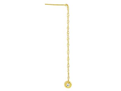 Orecchini Catena Singapore Da 2,5 Cm E Cabochon Taglio In Ossido Di Zirconio Da 2 Mm, Oro Giallo 18 Carat - Immagine Standard - 3