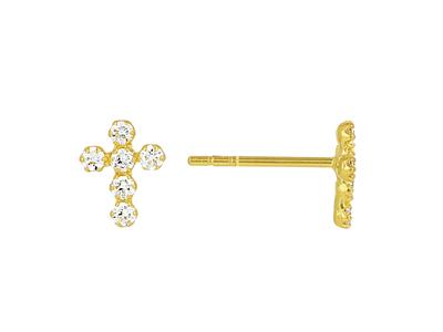 Orecchini A Croce, Tutti Con Ossido Di Zirconio, 7 Mm, Oro Giallo 18 Ct. - Immagine Standard - 1