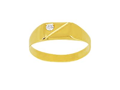 Anello Per Bambini 13 X 4 MM Con Ossido Di Zirconio, Oro Giallo 18 Ct, Dito 53 - Immagine Standard - 1