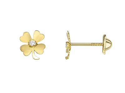 Orecchini Trifoglio Con Ossido Di Zirconio, Oro Giallo 18 Carati - Immagine Standard - 1