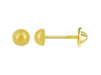 Orecchini Mezza Sfera Chiusa Da 4 Mm, Oro Giallo 18 Carati