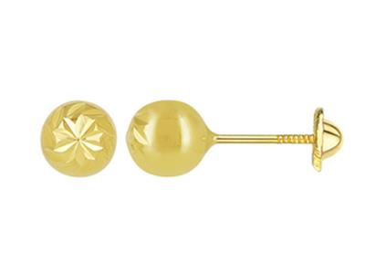 Orecchini, Sfera Cesellata 5 Mm, Oro Giallo 18 Ct.