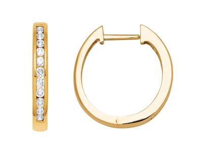 Orecchini A Cerchio Con Diamanti 0,27 Ct, Diametro Interno 14 Mm, Oro Giallo 18 Carati