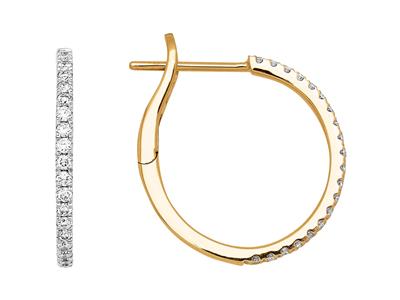 Orecchini A Cerchio Croles   Con Diamanti 0,36 Ct, Diametro Interno 16 Mm, Oro Giallo 18 Carati
