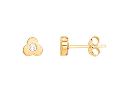 Orecchini A 3 Trifogli, Diamante Da0,06 Ct, Oro Giallo 18 Carati - Immagine Standard - 1