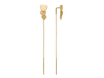 Orecchini 3 Cuori Su Catena, 7 Cm, Oro Giallo 18 Ct. - Immagine Standard - 1