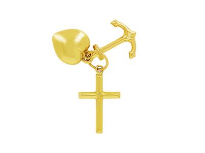 Ciondolo Cuore/croce/ancora Con 3 Simboli, 15 Mm, Oro Giallo 18k - Immagine Standard - 2