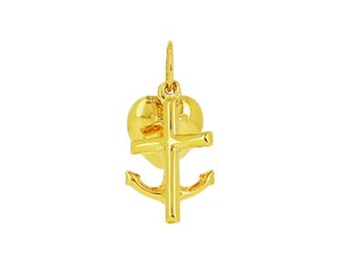 Ciondolo Cuore/croce/ancora Con 3 Simboli, 15 Mm, Oro Giallo 18k - Immagine Standard - 3