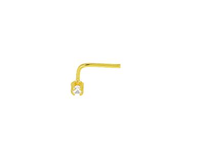 Percing Nose Ossido Di Zirconio Bianco 2 Mm, Perno Angolare, Oro Giallo 18 Carati - Immagine Standard - 1