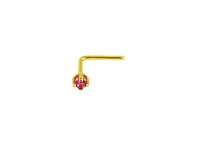 Percing Nose Ossido Di Zirconio Rosso 2 Mm, Perno Angolare, Oro Giallo 18 Carati - Immagine Standard - 1