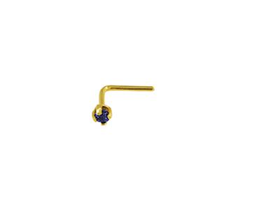 Naso A Perno Ossido Di Zirconio Blu 2 Mm, Perno Angolare, Oro Giallo 18 Carati - Immagine Standard - 1