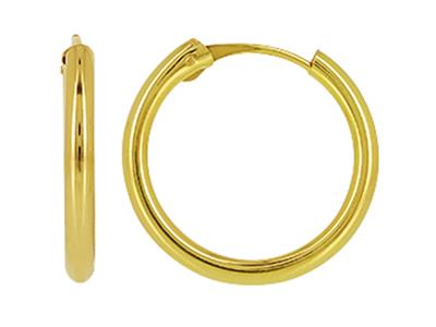 Tubo Cavo Creoles 2 Mm, Diametro Interno 14 Mm, Oro Giallo 18 Ct.