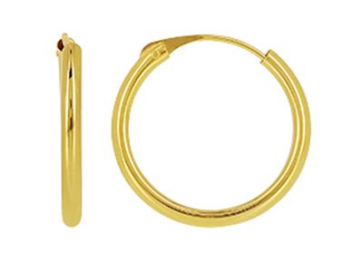 Tubo Cavo Creoles 2 Mm, Diametro Interno 18 Mm, Oro Giallo 18 Ct.