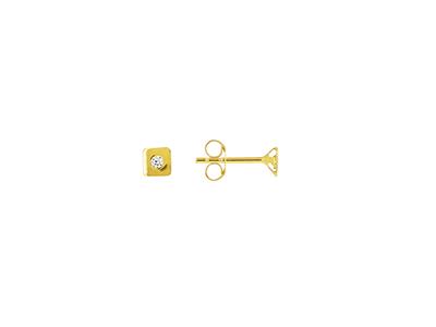 Orecchini, Quadrati, Ossido Di Zirconio, 3,50 Mm, Oro Giallo 18 Ct. - Immagine Standard - 1