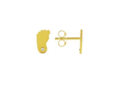 Orecchini Baby Feet 8 MM Con Ossido Di Zirconio, Oro Giallo 18 Ct. - Immagine Standard - 1